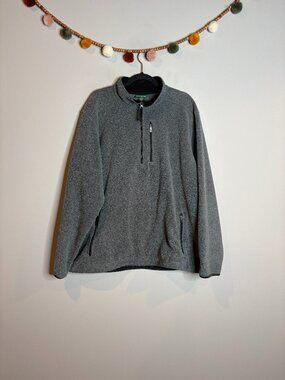 L.L. Bean grey fleece half zip pullover sweatshirt